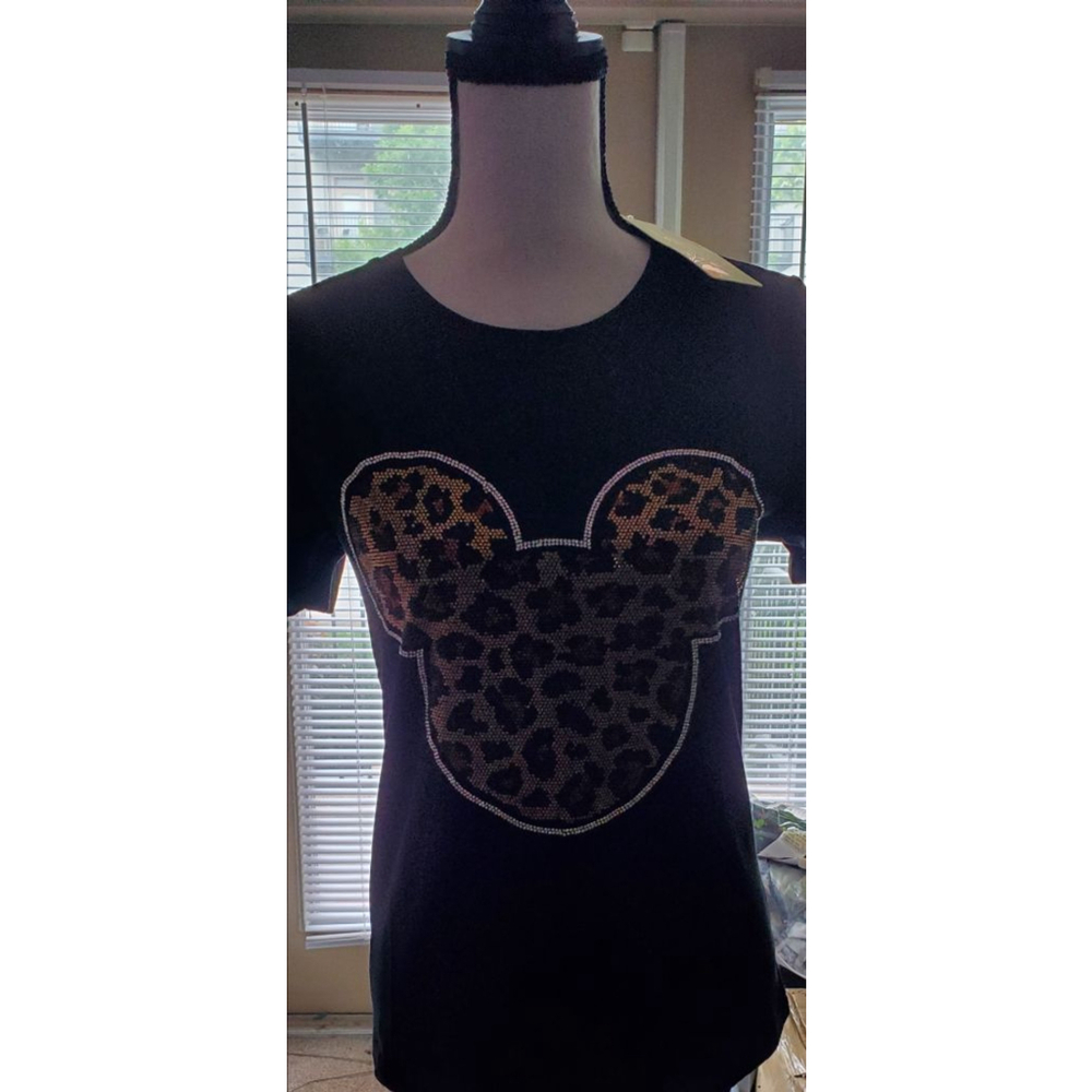 Sexy sparkly sequin Black Mickey Mouse T-Shirt S/M - Picture 3 of 4